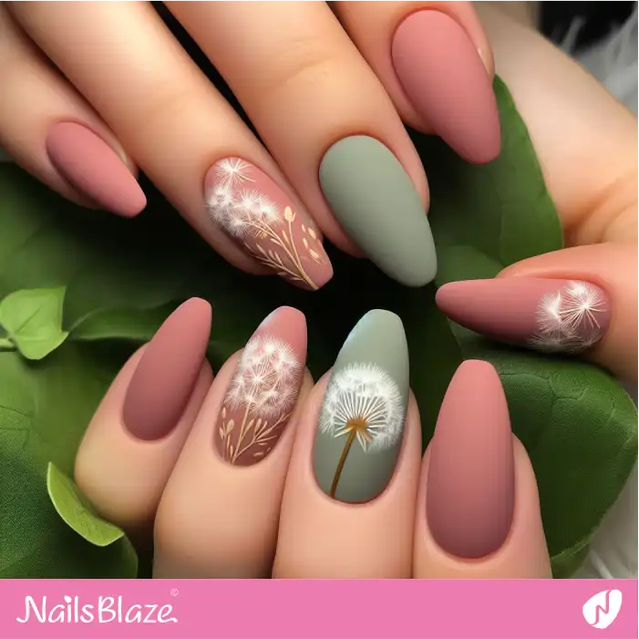 Green and Peach Fuzz Matte Nails | Color of the Year 2024 - NB1766